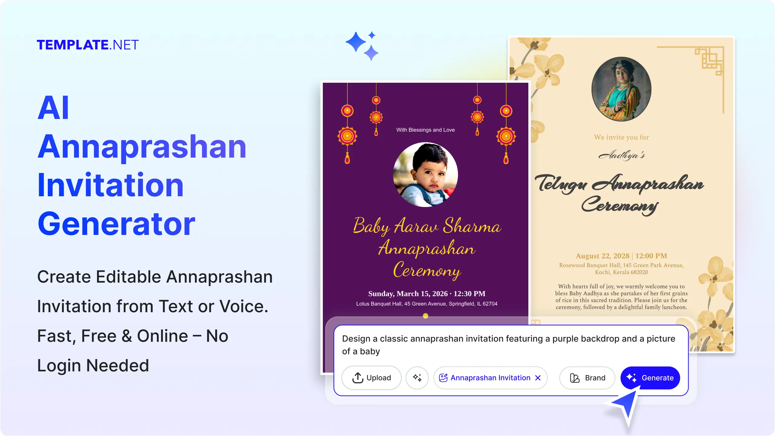 Free AI Annaprashan Invitation Generator, Free Online Annaprashan Invitation Maker